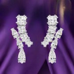 Swarovski øredobber Matrix drop earrings Mixed cuts, White, Rhodium plated - 5700418