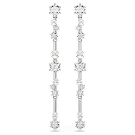 Swarovski øredobber Constella drop earrings Crystal pearl, Round cuts, White, Rhodium plated - 5705614 Swarovski øredobber Constella drop earrings Crystal pearl, Round cuts, White, Rhodium plated - 5705614