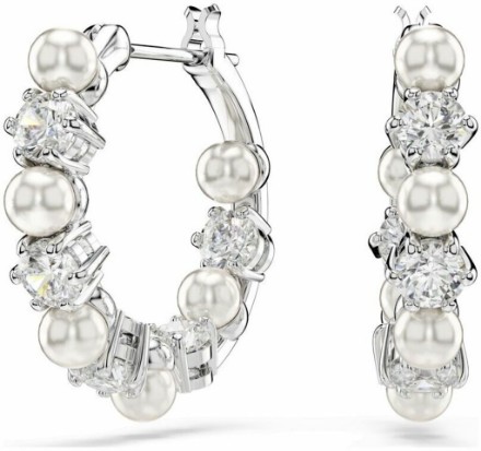 Swarovski øredobber  Matrix drop earrings Crystal pearl, Round cut, White, Rhodium plated - 5709256 Swarovski øredobber  Matrix drop earrings Crystal pearl, Round cut, White, Rhodium plated - 5709256