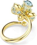 Swarovski Idyllia open ring Mixed cuts, Flower, Blue, Gold-tone plated - 5721591