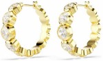 Swarovski øredobber Imber hoop earrings Round cut, White, Gold-tone plated - 5711483