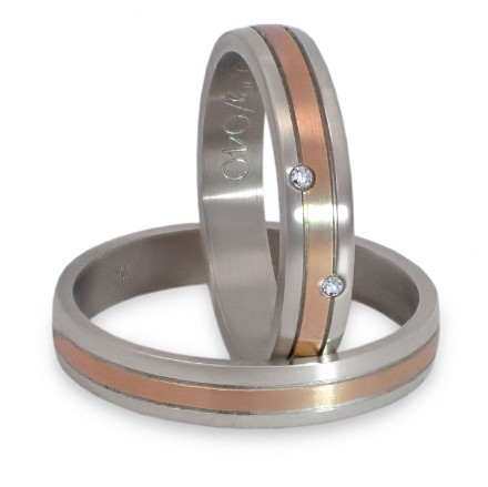 Gifteringer i stål & rose gull, 4 mm. RAUSCHMAYER - 1160029 Gifteringer i stål & rose gull, 4 mm. RAUSCHMAYER - 1160029