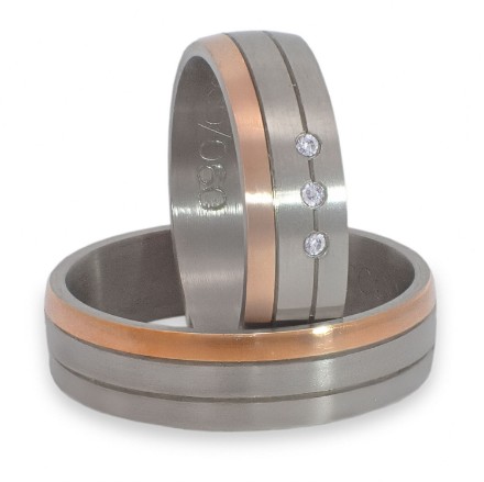 Gifteringer i stål & rødt gull, 6 mm. RAUSCHMAYER - 1160030 Gifteringer i stål & rødt gull, 6 mm. RAUSCHMAYER - 1160030