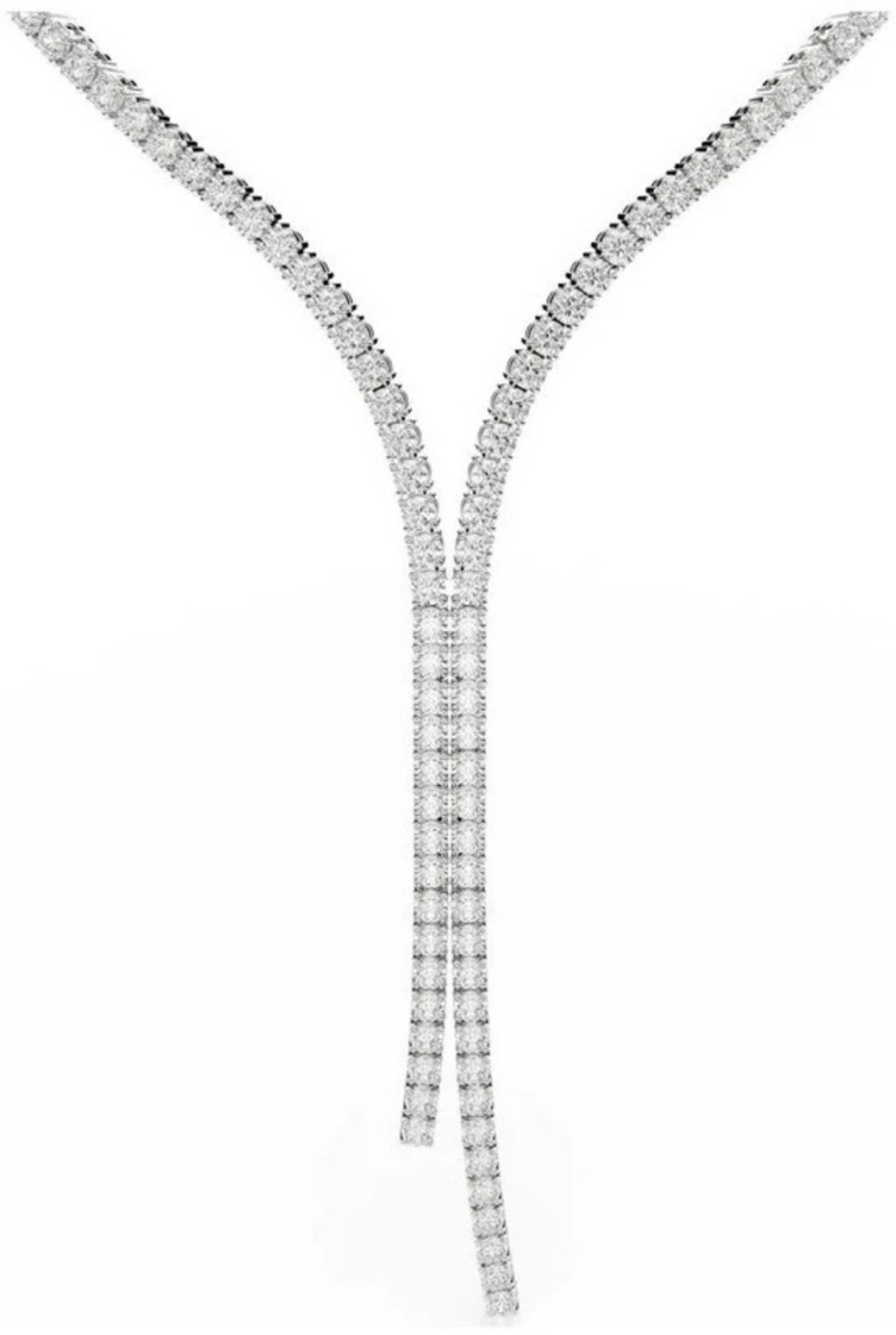 Swarovski collier Matrix Y necklace Round cut, White, Rhodium plated - 5707988