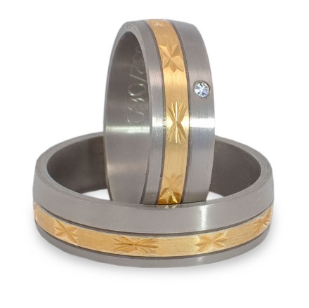 Gifteringer i stål & gult gull, 6 mm. RAUSCHMAYER - 1160032 Gifteringer i stål & gult gull, 6 mm. RAUSCHMAYER - 1160032