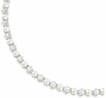 Swarovski collier Matrix Tennis necklace Crystal pearl, Round cut, White, Rhodium plated - 5689623