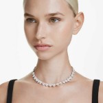 Swarovski collier Matrix Tennis necklace Crystal pearl, Round cut, White, Rhodium plated - 5689623