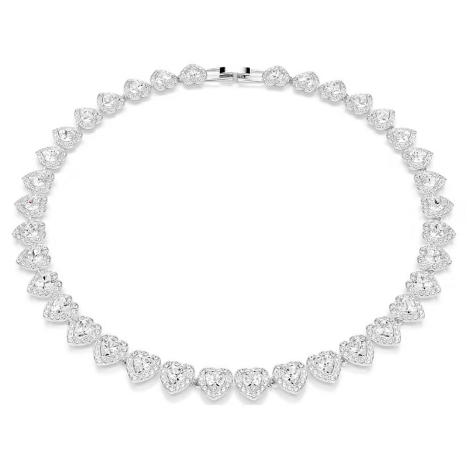 Swarovski collier Ariana Grande x Swarovski Tennis necklace Mixed cuts, Heart, White, Rhodium plated - 5720857