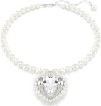 Swarovski collier Ariana Grande x Swarovski necklace Crystal pearl, Heart cut, Heart, White, Rhodium plated - 5720858