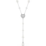 Swarovski collier Ariana Grande x Swarovski Y necklace Crystal pearl, Mixed cuts, Heart, White, Rhodium plated - 5720855