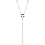 Swarovski collier Ariana Grande x Swarovski Y necklace Crystal pearl, Mixed cuts, Heart, White, Rhodium plated - 5720855