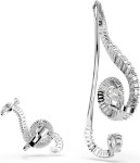 Swarovski øredobber Ariana Grande x Swarovski clip earrings Asymmetrical design, Crystal pearl, Baguette cut, White, Rhodium plated - 5720866