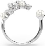 Swarovski Constella open ring Crystal pearl, Round cuts, White, Rhodium plated - 5705599