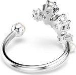 Swarovski Constella open ring Crystal pearl, Round cuts, White, Rhodium plated - 5705599