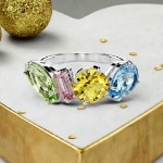 Swarovski Gema ring Mixed cuts, Multicolored, Rhodium plated - 5692407