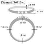 Forlovelsesring diamantring Iselin 3x0,15ct TW-Si i hvitt gull - 8503015