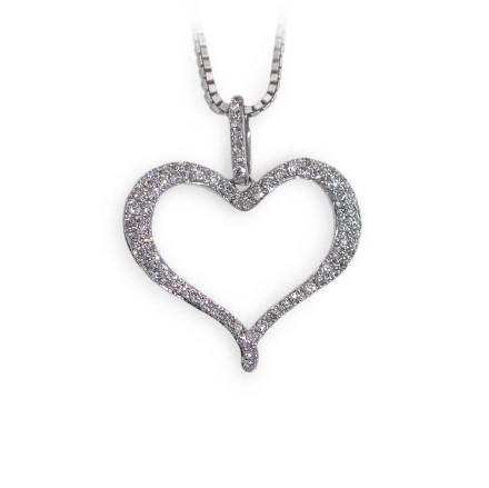 Diamanthjerte i hvitt gull 14 karat med 0,26 ct TW-Si - 599026 Diamanthjerte i hvitt gull 14 karat med 0,26 ct TW-Si - 599026