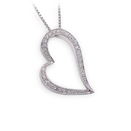 Diamanthjerte i hvitt gull 14 karat med 0,15 ct W-Si - AP100970 Diamanthjerte i hvitt gull 14 karat med 0,15 ct W-Si - AP100970