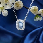 Swarovski smykke Millenia necklace Octagon cut Swarovski zirconia, Blue, Rhodium plated - 5614926