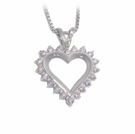 Diamanthjerte i hvitt gull 14 karat med 0,35 ct W-Si - 26463 Diamanthjerte i hvitt gull 14 karat med 0,35 ct W-Si - 26463