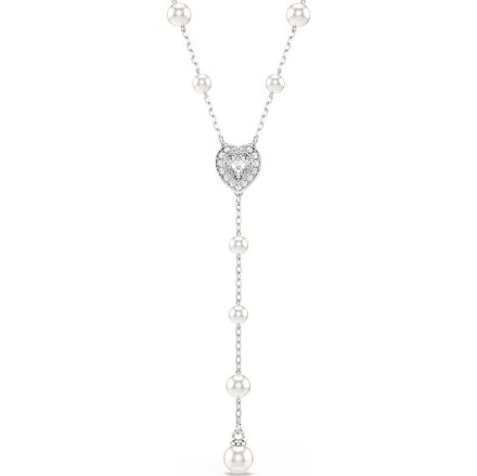 Swarovski collier Ariana Grande x Swarovski Y necklace Crystal pearl, Mixed cuts, Heart, White, Rhodium plated - 5720855 Swarovski collier Ariana Grande x Swarovski Y necklace Crystal pearl, Mixed cuts, Heart, White, Rhodium plated - 5720855