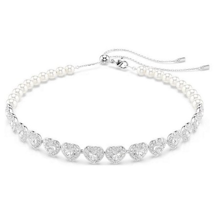 Swarovski collier Ariana Grande x Swarovski Tennis choker Mixed cuts, Heart, White, Rhodium plated - 5720861 Swarovski collier Ariana Grande x Swarovski Tennis choker Mixed cuts, Heart, White, Rhodium plated - 5720861