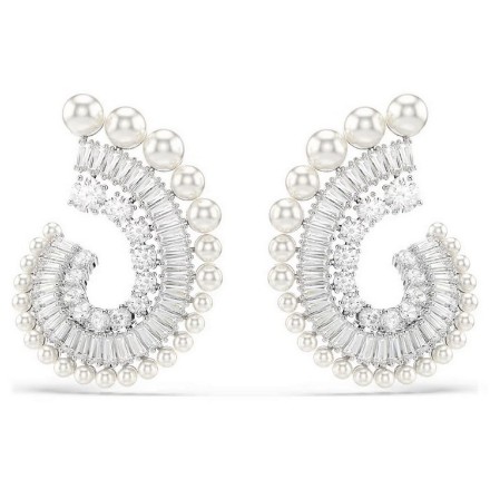 Swarovski øredobber Ariana Grande x Swarovski drop earrings Crystal Pearl, Mixed cuts, White, Rhodium plated - 5720869 Swarovski øredobber Ariana Grande x Swarovski drop earrings Crystal Pearl, Mixed cuts, White, Rhodium plated - 5720869