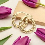 Gulløredobber Creol Twist i gult gull 18 kt - 01-76-710