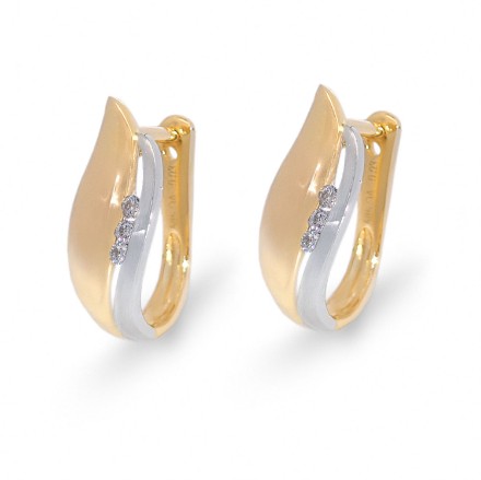 Diamantøredobber i 14kt gull med diam. 0,06 ct TW-Si, tofarget - coc3770513 Diamantøredobber i 14kt gull med diam. 0,06 ct TW-Si, tofarget - coc3770513