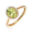 Diamantring i gult gull med 0,16ct WSI og peridot - 57561