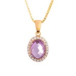 Smykke Rosett med ametyst og zirkonia i gult gull 14 kt - 27358