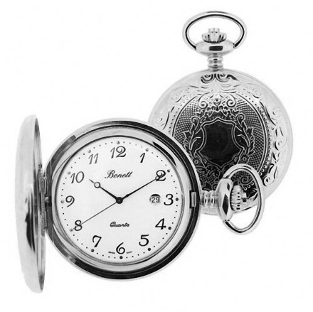 Bonett lommeur quartz m/mønster inkl. kjede - 428CM Bonett lommeur quartz m/mønster inkl. kjede - 428CM