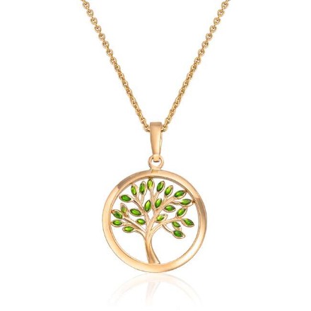 Gullsmykke Livets tre i 14kt gult og grønne zirkonia  - 27514 Gullsmykke Livets tre i 14kt gult og grønne zirkonia  - 27514