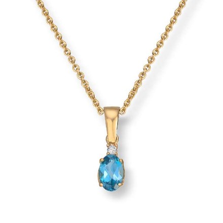 Gullsmykke med topas og zirkonia i 14K gult gull- 27497 Gullsmykke med topas og zirkonia i 14K gult gull- 27497