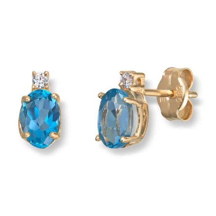 Gulløredobber med topas og zirkonia i 14K gult gull - 47643 Gulløredobber med topas og zirkonia i 14K gult gull - 47643