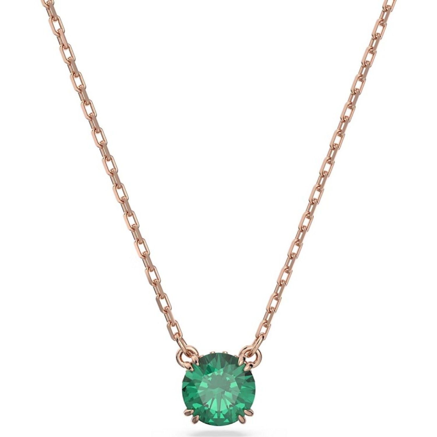 Swarovski smykke Stilla pendant Round cut, Green, Rose gold-tone plated - 5639753