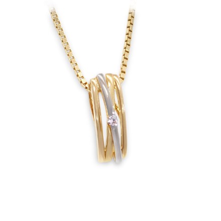 Diamantsmykke i 14kt gull med diamanter 0,02ct W-P1, tofarget - bur2150 Diamantsmykke i 14kt gull med diamanter 0,02ct W-P1, tofarget - bur2150