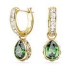 Swarovski øredobber Chroma drop Pear cut, Green, Gold-tone plated