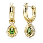 Swarovski øredobber Chroma drop Pear cut, Green, Gold-tone plated