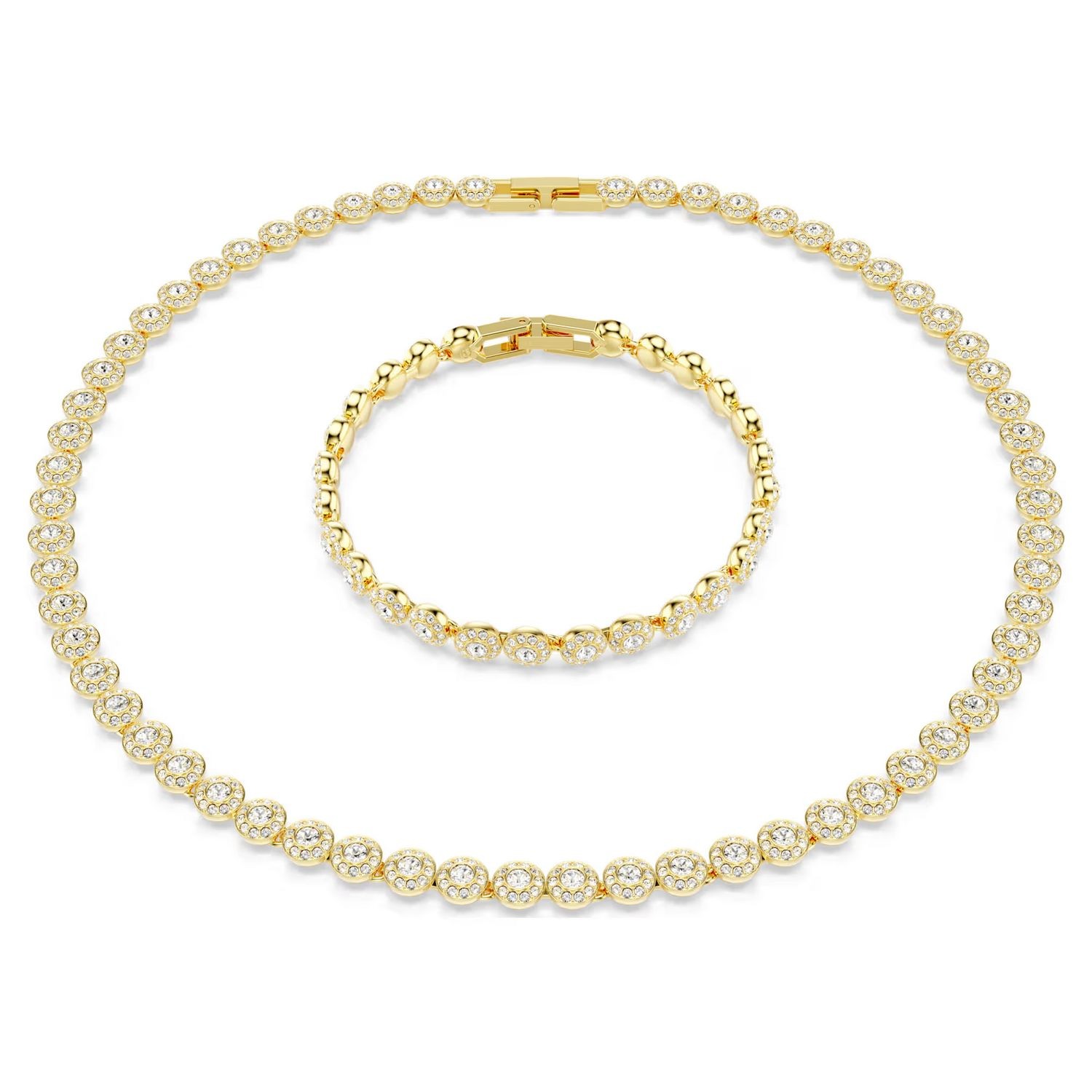 Swarovski smykkesett Una Angelic Round cut, White, Gold-tone plated - 5720506