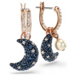 Swarovski øredobber Sublima drop Crystal pearl, Asymmetrical design, Moon, Multicolored, Rose gold-tone plated - 5671569