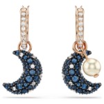Swarovski øredobber Sublima drop Crystal pearl, Asymmetrical design, Moon, Multicolored, Rose gold-tone plated - 5671569