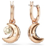 Swarovski øredobber Sublima drop Crystal pearl, Asymmetrical design, Moon, Multicolored, Rose gold-tone plated - 5671569