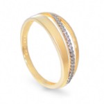 Gullring i 14 kt gull med zirkonia - bur594085