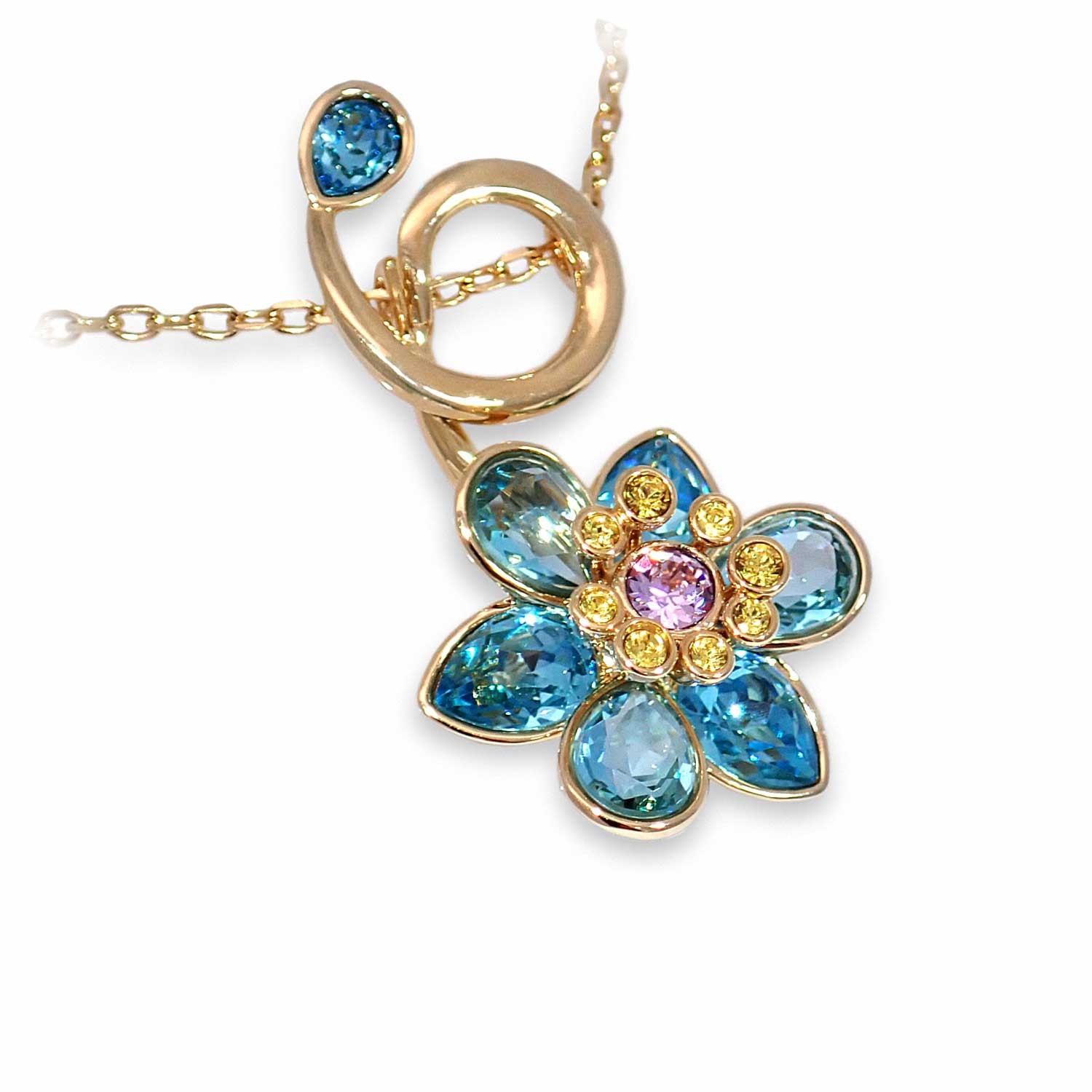 Swarovski smykke Idyllia pendant Mixed cuts, Flower, Blue, Gold-tone plated - 5709029
