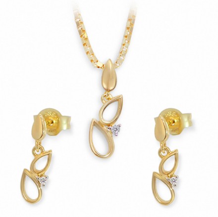 Diamantsett i gult gull 14 kt - BUR242735/738128 Diamantsett i gult gull 14 kt - BUR242735/738128