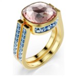 Swarovski Chroma ring Cushion cut, Multicolored, Gold-tone plated - 5692500