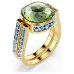Swarovski Chroma ring Cushion cut, Multicolored, Gold-tone plated - 5692500