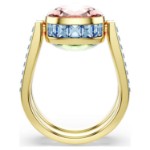Swarovski Chroma ring Cushion cut, Multicolored, Gold-tone plated - 5692500