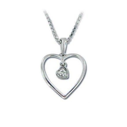 Diamanthjerte i hvitt gull med 0,03 ct W-Si-30617 Diamanthjerte i hvitt gull med 0,03 ct W-Si-30617